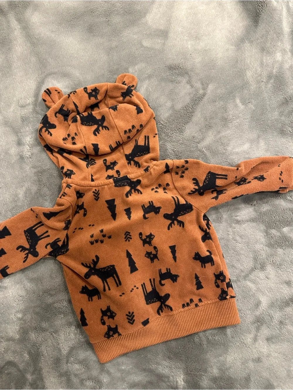 Carter's Brown Hooded Zip-Up Sweatshirt with Black Animal Print